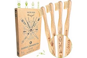 Nature Nerds - piccoli spazzolini da denti in bambù per bambini in un set (4 pezzi) / grado di durezza: morbido