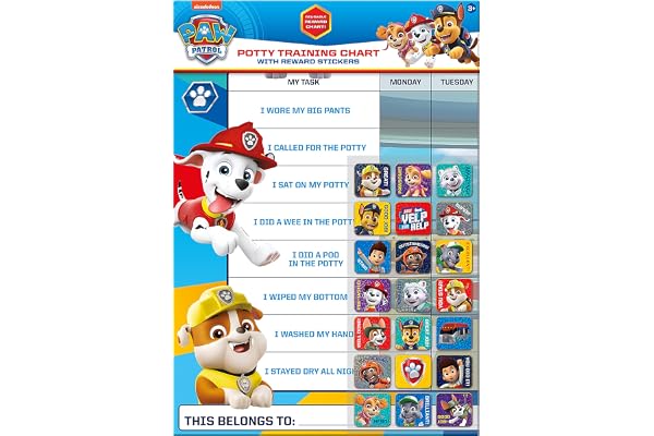 Paper Projects 01.70.30.025 Paw Patrol Tableau de récompense et Autocollants pour Apprentissage de la propreté et des Toilettes, pour Enfants de 3 Ans et Plus, 29,7 cm x 42 cm