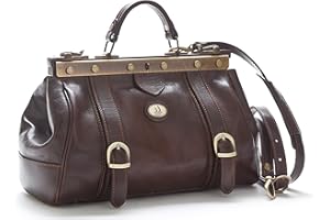 DD FIRENZE Sac Médecin en Cuir Véritable - D&D1008 - Marron - Made in Italy