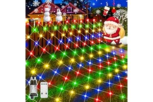 GYLEFY Luci di Natale da Esterno, 200 LED Rete di Luci 3Mx2M Catena Luminosa Telecomando Luci Natalizie Tenda Luminosa Esterno 8Modalità Decorazioni Natalizie per Albero di Natale Giardino Casa Multicolore
