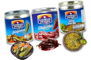 ‎MEXHAUS Chipotle Chili, Jalapenos eingelegt und Salsa Verde von Clemente Jacques - (Pack von 3) je 220g - Klassiker 100% aus Mexiko