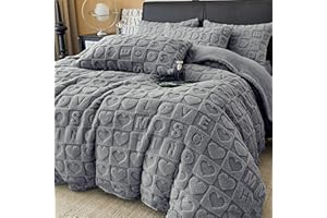 MANEMI Edredón Borrego 260 x 240 cm con 2 Fundas de Cojin - Edredón Nódico Invierno Cálido y Suave con Relleno de Micro Fibra Poliéster, Reversible Franle y Sherpa