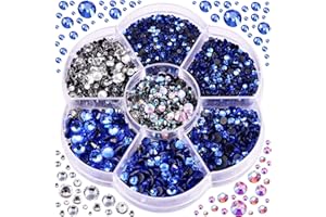 Blinginbox Hotfix Rhinestones, 3000pcs Clear Hotfix Gems Crystal Rhinestones for Clothes DIY Craft Sewing and Decorations, Round Mixed Sizes SS6-SS30 (Lt.sapphire)