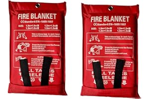 Toneeko 1,5 x 1,5 m Fiberglas-Feuerlöschdecke für Notfälle, schwer entflammbarer Schutz und Wärmedämmung (weiß, 2 Stück)