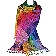 GFM® Silky Feel Rainbow Pashmina Style Scarf in Paisley Or Floral (NEOPASH-A)