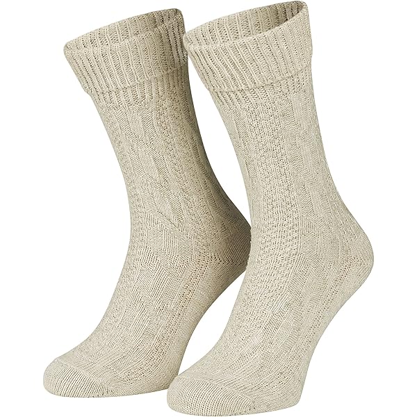 Piarini Trachtenkniestrümpfe 1 Paar - Weiße Kniebundstrümpfe Mit Zopfmuster