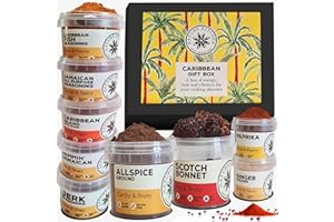 Nature Kitchen Caribbean Spice Gift Set, 9x Gourmet Seasoning & Herb Pots with Recipe Card, Includes Jerk, Jammin’ Jamaican, Scotch Bonnet, Caribbean Fish, Paprika, Ginger & More