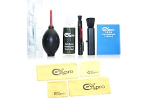 Ex-Pro Professional Lens & Camera Advanced Cleaning Kit for DSLR Cameras (Lens Brush,Air Blower,Cloths,Tissues,Pen,Fluid,CMOS CCD Swabs).