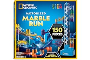 BLUE MARBLE National Geographic Marble Run with Motorized Elevator - 150-Piece Marble Maze Kit with Motorized Spiral Lift, 30 Marbles, Storage Bag & More, Perpetual Motion Machine, Kids Physics Toys
