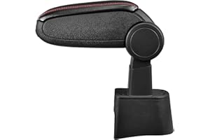 LP Trade Accoudoir Central Ibiza 3 III 6L | Accessoire Console de Rangement et Repose-bras avec Compartiment Organiseur | Pièce Détachée d'Intérieur de Voiture | Simili Cuir Noir - Couture Rouge