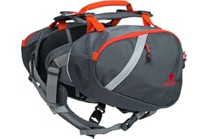 Mountainsmith K9 Hunde-Rucksack, Verstellbares Brust- und Rückengeschirr Hunde-Rucksack, Satteltaschen mit Reißverschlusstaschen für Camping, Reisen, Outdoor, Rucksackreisen, Wandern