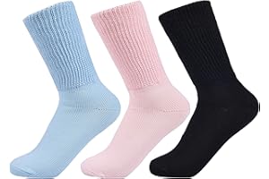 Laulax Ladies 3 Pairs Loose Top Gentle Grip Diabetic Cotton Socks, Size UK 4-7 / Europe 36-41