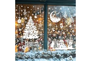 Joeyan 9 Hojas Pegatinas Navidad Ventanas,202 PCS PVC Vinilos Natal Reutilizable de Doble Cara,Autocolantes Adornos Escaparate,Sticker Copos de Nieve Blanco para Casa,Escaparate,Hogar,Puertas,Tiendas