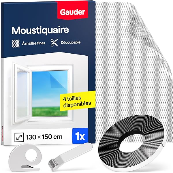 Moustiquaire Pour Fenêtre - Kit 2 Filets + 4 Rubans Auto-adhésifs, 1.5x1.3 M, Blanc - Anti-moustiques Et Insectes