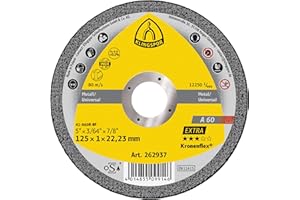 Klingspor 262937 - Disques à Tronçonner Kronenflex 0,8-1,0 mm - pour Acier Inoxydable et Métaux - KT|EXTRA|A60EX|S|GER|125X1X22,23- Contenu: 25 Pièces