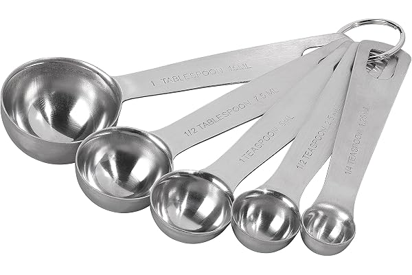 Tala Cuillères Doseuses Lot de 5 en Acier Inoxydable Measuring Spoons avec Anneau pour Pâtisserie Cuisine Épices Levure Vanille Sauces et Liquides