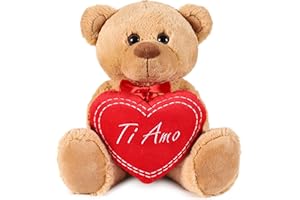 Brubaker Orsacchiotto Orso di Peluche con Scritta Ti Amo su Un Cuore di Peluche - 35 cm di Altezza