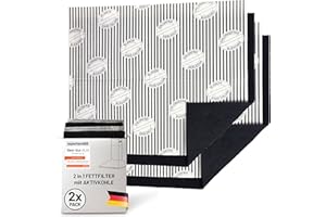 FilterBase® Aktivkohlefilter Dunstabzugshaube | 2er Pack | Fettfilter Flach + Kohlefilter für Dunstabzug Filter Abzugshaube | Aktivkohle Filtermatte zuschneidbar 57x47 cm