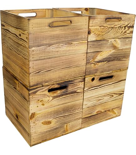 Set van 3 houten kisten, opbergkisten, ladebox, geschikt voor alle Kallaxrekken en Expidit planken, Kallaxsystemen, wijnkist, fruitkist, rekkist, afmetingen 33 x 37,5 x 32,5 cm, Kallax boxen inzetstuk