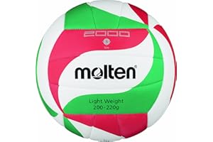 Molten - V5M2000-L, Pallone da pallavolo, colore: Bianco/Verde/Rosso