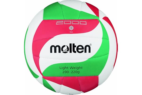 Molten V5M2000-L Ballon de volley-ball Blanc/vert/rouge Taille 5