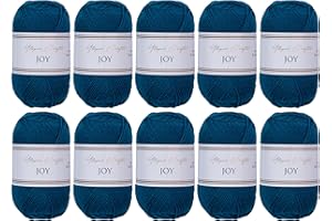 Utopia Crafts JOY Uni Strick- und Häkelgarn, Weich, Pflegeleicht, 100% Polyacryl, 10x 50 g Knäuel, 150m (Blauwal)