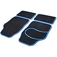 Cartrend 10599 - Tappetini per auto, universali, in tessuto, 4 pezzi, con filato blu lucido