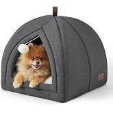 Bedsure Cave Bed Cat Igloo Removable Washable Cushion, 44 x 44 cm | Tent Cat House with Sherpa Cushion, Portable Folding Pet