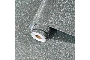 Yullpaper Carta Da Parati Adesiva Grigia Glitterata Per Mobili E Cameretta Bambini - Pellicola Decorativa Per Comò E Armadio 40cm x 200cm