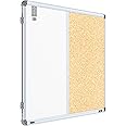 Pragati Systems® Prima Combination Board (2-in-1 Magnetic Whiteboard for Writing with Cork Pin-up Board) for Home, Office & School with Heavy-Duty Aluminium Frame | Medium Size 2x3 Feet (Pack of 1)