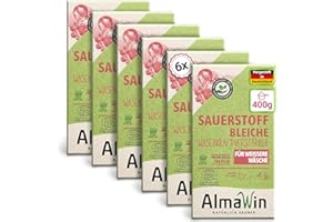 ‎ALMAWIN AlmaWin® Sauerstoffbleiche Pulver [6x 400g] für strahlend weiße Wäsche ab 30°C, gegen Gerüche & Verfärbungen - Aktivsauerstoff Bleichmittel für Abfluss, Spül- & Waschmaschine