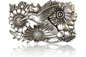FRONHOFER Gürtelschnalle altsilber, 4 cm, Kolibri und Blumenmuster, Damen, 18071