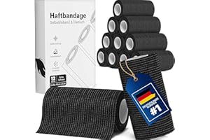 BELLMATE Selbstklebender Verband [12x Bandagen 10cm x 4,5m] elastischer Verband selbstklebend für Menschen, Pferde & Hunde - Premium Haftbandage selbstklebend - Wasserfeste Fixierbinde Selbsthaftende Bandage