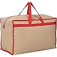 DOUBLE R BAGS Jute Heavy Duty Extra Large Storage Bag, Moving Bag Tote, Blanket Clothes Organizer, Comforter, Bedroom Closet, Dorm Room Essentials, Supplies, Storage, Strong Materials (1), Grey