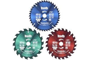kwb Zestaw brzeszczotów tarczowych 165 x 20/16 mm, do precyzyjnego cięcia materiałów płytowych i drewna, 3-częściowy zestaw z pierścieniami redukcyjnymi, idealne wyposażenie do pił ręcznych i ukośnych