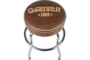 Gretsch Tabouret "1883", Idéal les joueurs et fans de Guitare, avec Logo Gretsch Jaune Mat, Rembourré en Mousse, 24", Marron