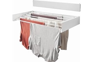 OurHouse Wall Mounted Clothes Airer, Indoor & Outdoor Use, Folds Flat to Wall, Holds 20-30kg of Laundry, Weatherproof, Easy-install Fixings and Instructions, Space Saving Drying (100cm White)