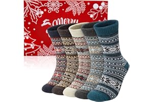 Justay Comf 5 par męskich skarpet z wełny merynosów zimowe skarpety termiczne grube ciepłe skarpety biznesowe męskie prezenty świąteczne