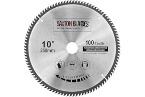 SAXTON BLADES Saxton TCT Circular Fine Cutting Wood Saw Blade 250mm x 30mm x bore x 100T Compatible with Bosch Makita Dewalt