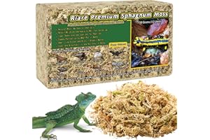 Riare Mousse de Sphaigne pour Reptiles, Mousse pour Reptiles Naturelle Séchée, Litière en Tourbe de Sphaigne pour Grenouilles, Gecko Léopard, Tortues, Anolis, Salamandres (150, Grammes)