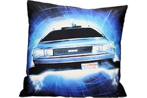 SD Toys SDTUNI22209 Roads Kissen, quadratisch, Rückkehr, Mögliches Muster im Zusammenhang mit Autos/Straßen (Delorean Zurück in die Zukunft), One Size
