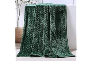 ‎WHALE FLOTILLA Whale Flotilla Kuscheldecke Decke mit Blätter Muster, Warme Sofadecke Fleecedecke, Weiche und Flauschige Flanell-Decke Wohndecke, 150x200 cm Dunkelgrün