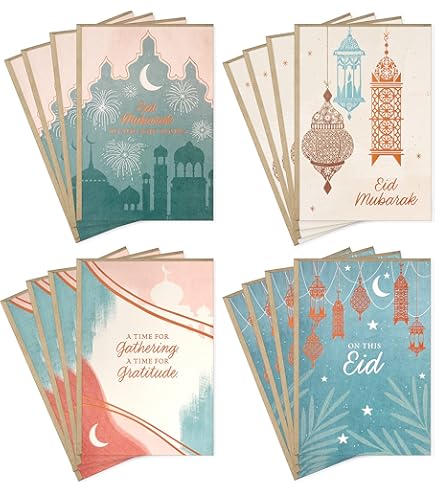 Hallmark - Surtido De Tarjetas De Hilo Dorado Eid Al-Fitr O Eid Al-Adha