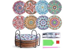 Wikimo 5d Diamond Painting Untersetzer, Diamond Painting Set Für Erwachsene Und Kinder, Kleine Diamond Painting Mandala, Bastelset Für Erwachsene Frauen.