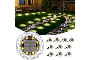 FIFlying 10 pezzi Luci Solari da Giardino, 8 LED Lampade Solare da Terra, Acciaio Inossidabile Bianco Caldo Faretti Sepolta Solari a Led da Esterno, per Prato, Vialetto, Marciapiede, Patio