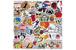 FOCRI 50Pcs Basketball Stickers, Basketball Team Logo Sports Stickers Packs for Cars, Snowboards, Water Bottles, Waterproof Vinyl Fashion NBA Stars Decals for Kids, Adults