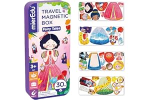 mierEdu Boîte de jeu magnétique à déguiser - Jeu magnétique à partir de 3 ans - Favorise l'imagination et la concentration - Jeu de voyage idéal avec 2 scènes et 34 aimants