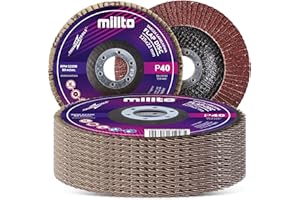 10x Millto Disco de Lija Flap 125x22,2 mm P40 T29 Láminas Lijadoras para Metal Madera Óxido Pintura Suciedad Amoladora Angular Disco Abrasivo Flap Rueda Lijado Superficies
