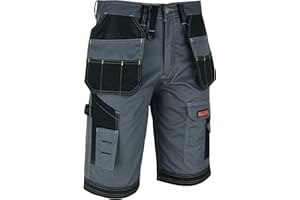 WRIGHT FITS WrightFits Holster Short de Travail Homme Noir, Gris et Kaki - Short d'été Cargo de Combat de sécurité à Usage intensif - Multi Poches - Triple Couture - Vêtements de Travail durables