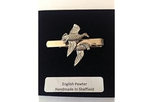 B7 Pair of Ducks English Pewter emblem on a Tie Clip (slide) Handmade in sheffield comes with PrideInDetails gift box
